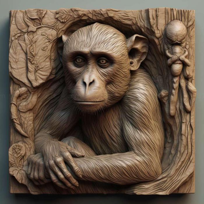 Nature and animals (Macaca munzala 3, NATURE_4163) 3D models for cnc